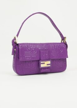 Alternative view of FENDI PURPLE LEATHER LOGO BAGUETTE