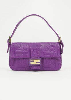 FENDI PURPLE LEATHER LOGO BAGUETTE