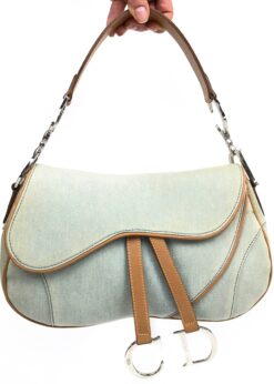 CHRISTIAN DIOR DENIM DOUBLE SADDLE BAG