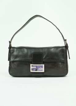FENDI LEATHER BAGUETTE WITH MARBLE BUCKLE