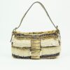 FENDI MOTHER OF PEARL BEADED BAGUETTE WITH LIZARD TRIM