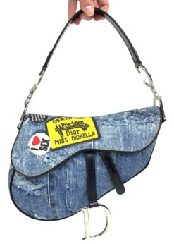 CHRISTIAN DIOR DIORELLA DENIM SADDLE BAG