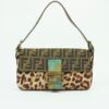 FENDI LEOPARD CALF HAIR ZUCCA BAGUETTE WITH EXOTIC LIZARD DETAILING