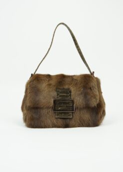 FENDI FUR BAGUETTE WITH SNAKESKIN TRIM