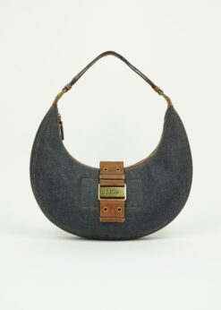 CHRISTIAN DIOR DENIM CRESCENT BAG