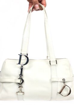 CHRISTIAN DIOR LEATHER BAG WITH SILVER HARDWARE