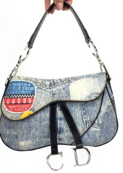 CHRISTIAN DIOR DENIM DOUBLE SADDLE BAG