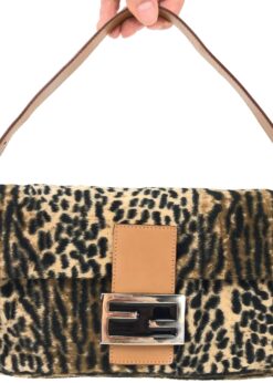 FENDI FLUFFY LEOPARD BAGUETTE BAG