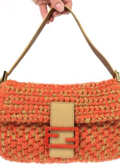 FENDI CROCHET BAGUETTE SHOULDER BAG