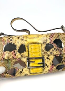 Alternative view of FENDI MULTI COLOUR PYTHON SNAKESKIN BAGUETTE BAG WITH MIRROR DETAILING