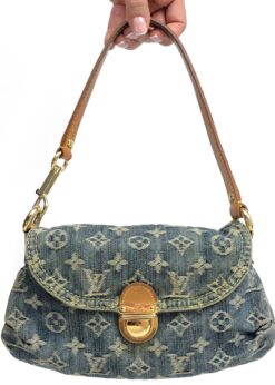 LOUIS VUITTON PLEATY PM BLUE DENIM SHOULDER BAG