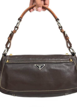 PRADA LEATHER SHOULDER BAG