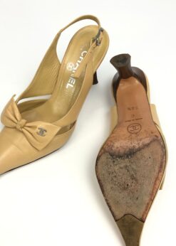 Alternative view of CHANEL LOGO BOW SLING-BACK HEELS -  UK 1.5, US 3.5, EU 34.5