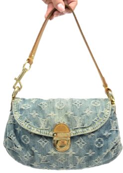 LOUIS VUITTON DENIM PLEATY SHOULDER BAG
