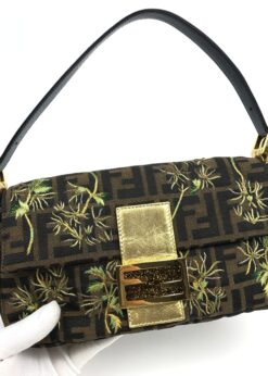 Alternative view of FENDI ZUCCA FLORAL BAGUETTE BAG