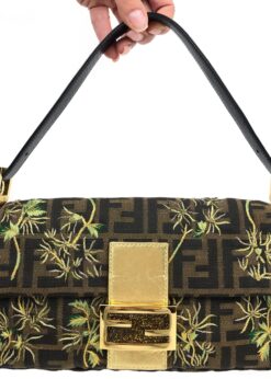 FENDI ZUCCA FLORAL BAGUETTE BAG