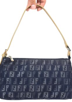 FENDI ZUCCA DENIM SHOULDER BAG