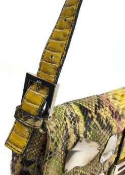 Alternative view of FENDI MULTI COLOUR PYTHON SNAKESKIN BAGUETTE SHOULDER BAG WITH METAL/MIRROR DETAILING