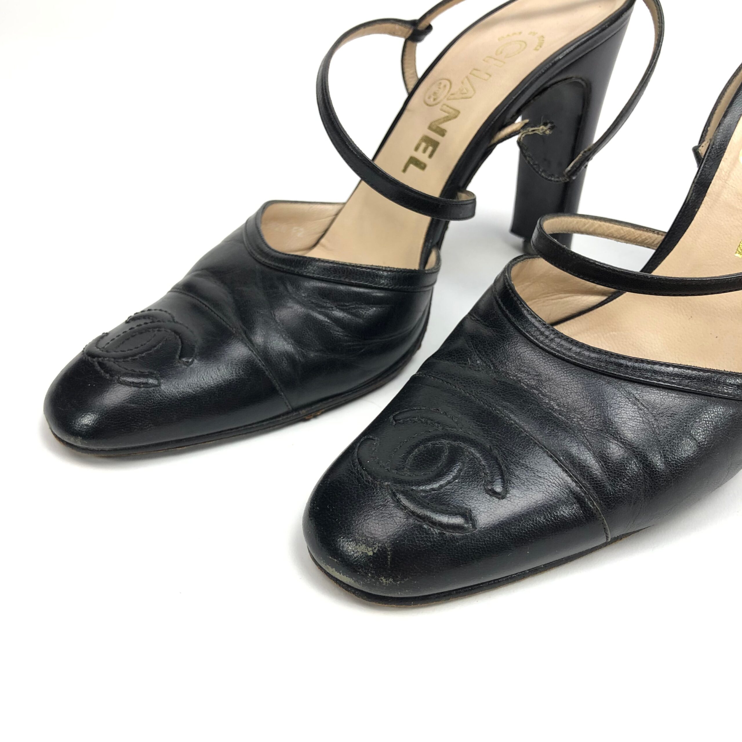 CHANEL LOGO SLING-BACK MULE HEELS - UK 4 / US 6 / EU 37 - Image 4